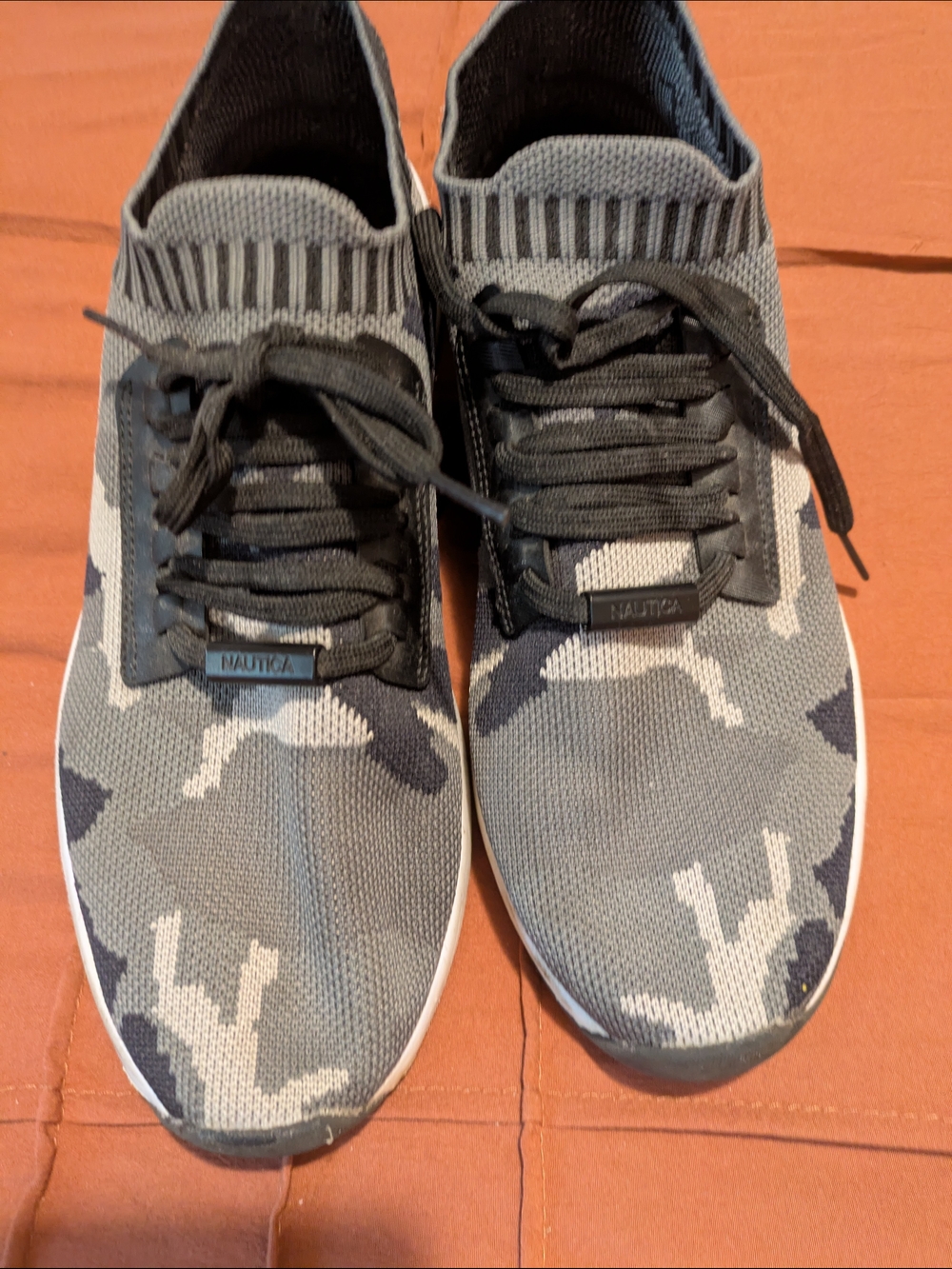 Nautica Gray & Black Camouflage Knit Slip-On Sneakers